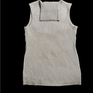Cable & Gauge Metallic Sleeveless Turtleneck